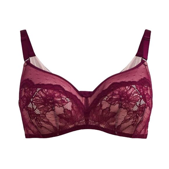 Full-Coverage Balconette Lightly Lined Dot Lace 360° Back Smoothing Bra Size 42B - Picture 4 of 4